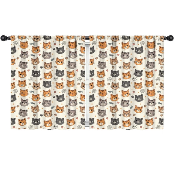 Blackout Kids Curtains,Cat Head and Dog Paw Print Children's Insulated ...