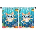 thumbnail image 1 of Blackout Kids Curtains,Cat Snorkeling Underwater Childrens Insulated Curtains Set Of 2,Bedroom Essentials,Toddler Room Decor 42x54in(106x137cm), 1 of 4