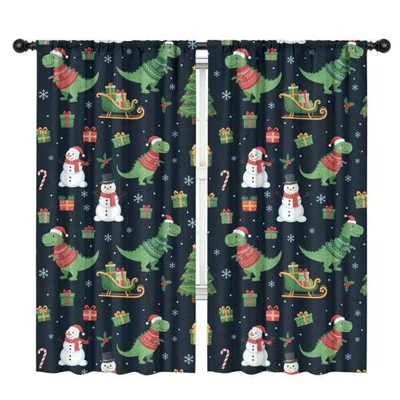 Blackout Kids Curtains,Christmas Dinosaur Pattern Childrens Insulated Curtains Set Of 2,Bedroom Essentials,Toddler Room Decor 42"x84"