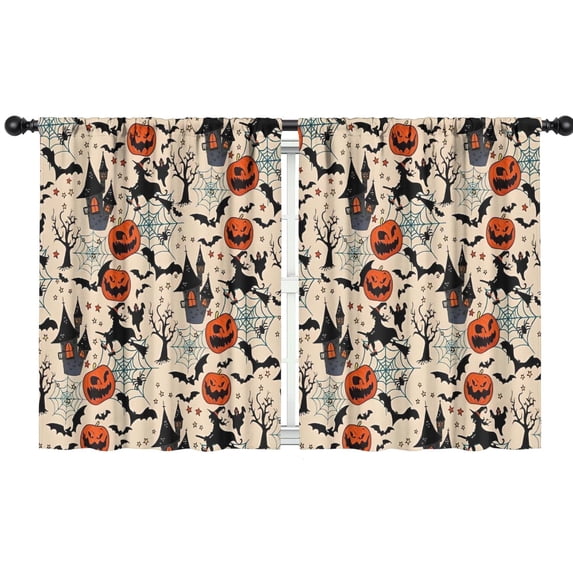 Blackout Kids Curtains,Classic Halloween Pattern Childrens Insulated Curtains Set Of 2,Bedroom Essentials,Toddler Room Decor 42"x54"