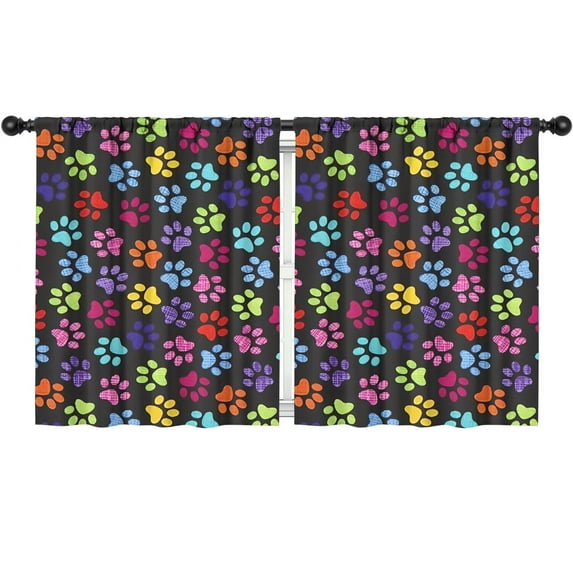 Blackout Kids Curtains,Colorful Animal Footprints Childrens Insulated Curtains Set Of 2,Bedroom Essentials,Toddler Room Decor 52"x63"(132x160cm)