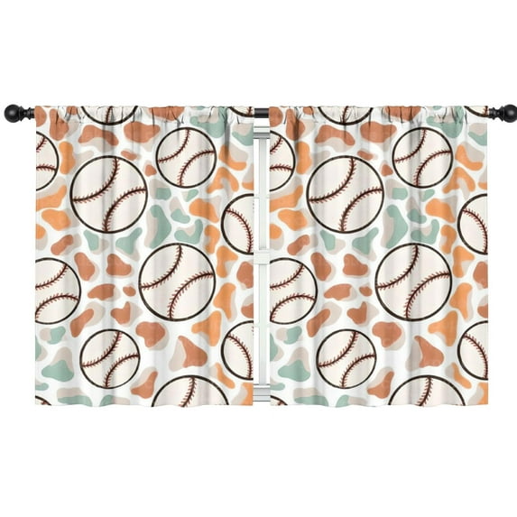 Blackout Kids Curtains,Colorful Camo Baseballs Pattern Childrens Insulated Curtains Set Of 2,Bedroom Essentials,Toddler Room Decor 42"x54"