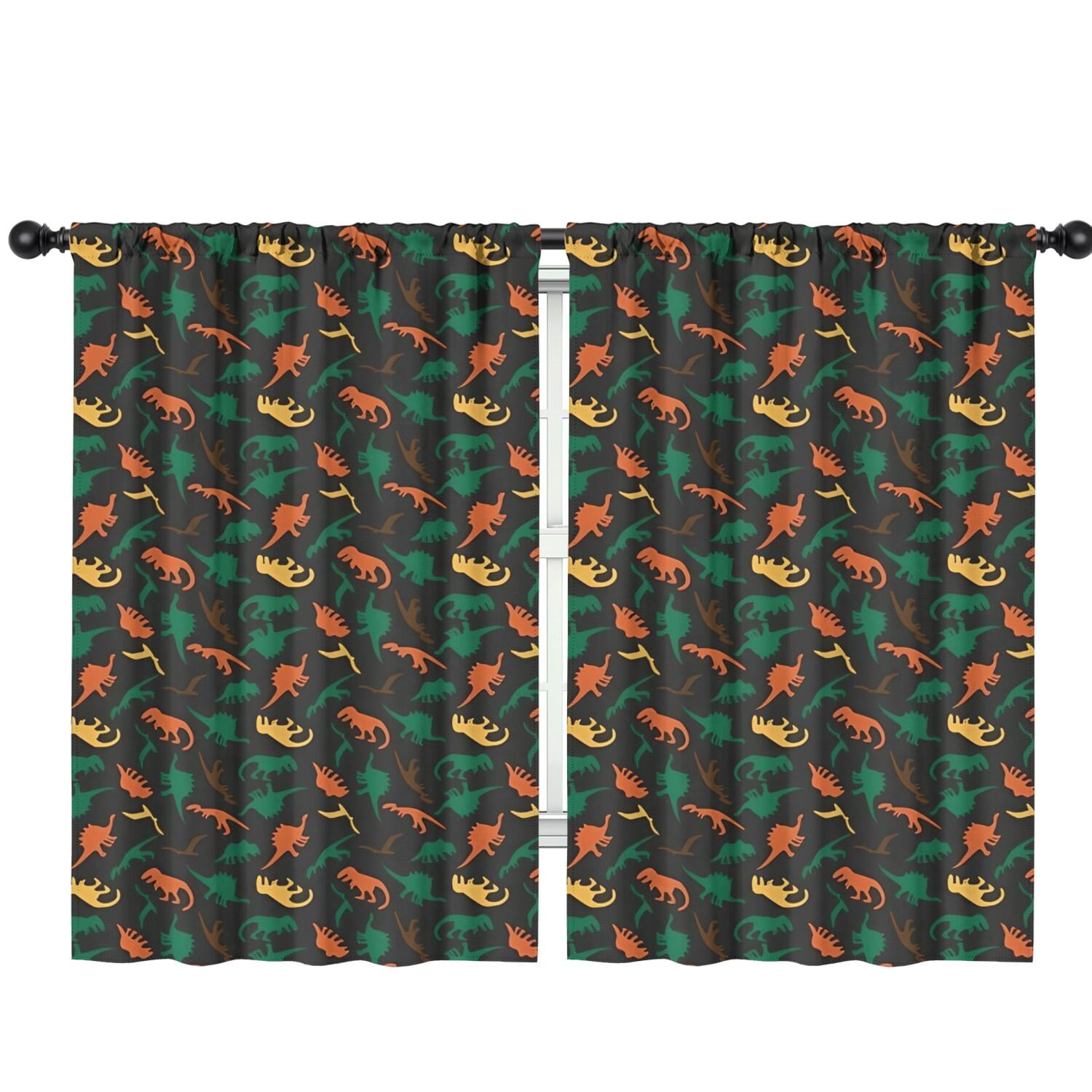 Blackout Kids Curtains,Colorful Camouflage Dinosaurs Pattern Childrens Insulated Curtains Set Of 2,Bedroom Essentials,Toddler Room Decor 42"x63"