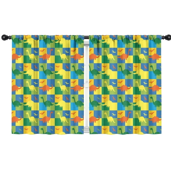 Blackout Kids Curtains,Colorful Cartoon Dinosaurs FlyingReptiles Pattern Childrens Insulated Curtains Set Of 2,Bedroom Essentials,Toddler Room Decor 42"x54"