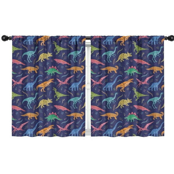 Blackout Kids Curtains,Colorful Cartoon Dinosaurs Plants Pattern Childrens Insulated Curtains Set Of 2,Bedroom Essentials,Toddler Room Decor 42"x54"