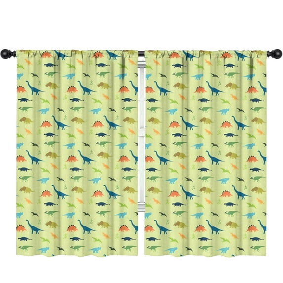 Blackout Kids Curtains,Colorful Cartoon Dinosaurs Plants Pattern Childrens Insulated Curtains Set Of 2,Bedroom Essentials,Toddler Room Decor 52"x84"