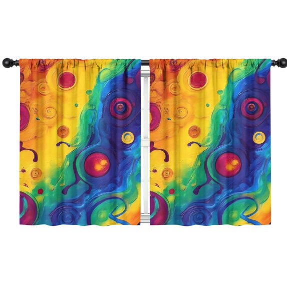 Blackout Kids Curtains,Colorful Circular Pattern Childrens Insulated Curtains Set Of 2,Bedroom Essentials,Toddler Room Decor 42"x54"