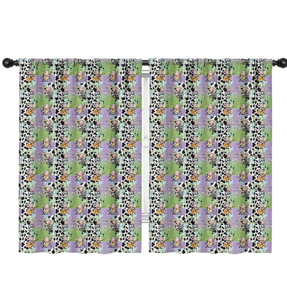 Blackout Kids Curtains,Colorful Cow Checker Pattern Childrens Insulated Curtains Set Of 2,Bedroom Essentials,Toddler Room Decor 42x63in(106x160cm)