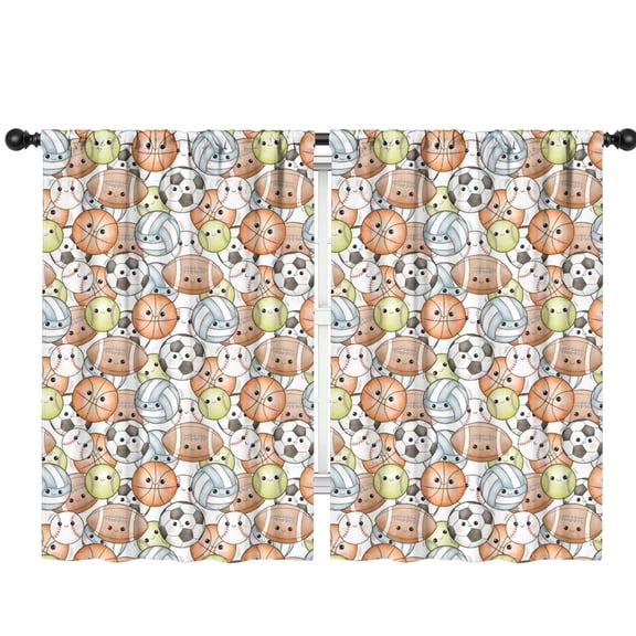 Blackout Kids Curtains,Colorful Cute Sports Balls Pattern Childrens Insulated Curtains Set Of 2,Bedroom Essentials,Toddler Room Decor 42"x63"
