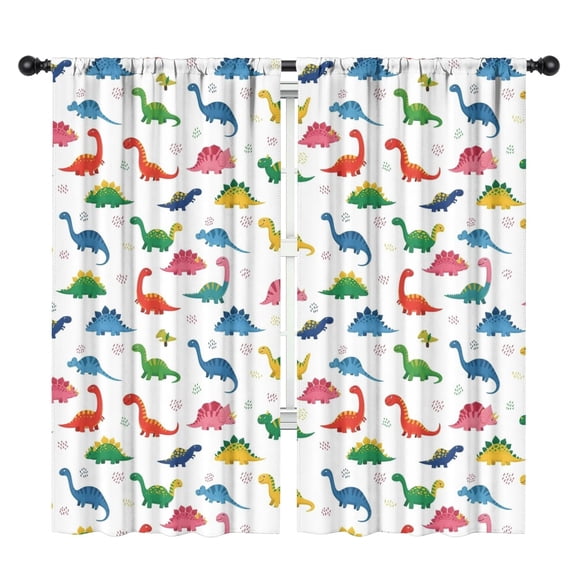 Blackout Kids Curtains,Colorful Dinosaur Assortment Pattern Childrens Insulated Curtains Set Of 2,Bedroom Essentials,Toddler Room Decor 42"x84"