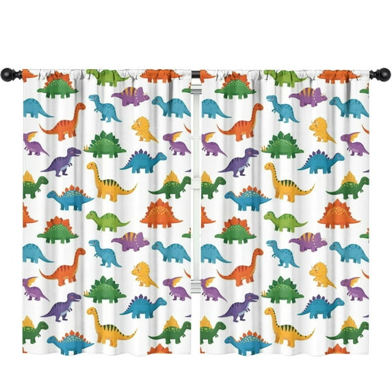 Blackout Kids Curtains,Colorful Dinosaur Assortment Pattern Childrens Insulated Curtains Set Of 2,Bedroom Essentials,Toddler Room Decor 52"x84"