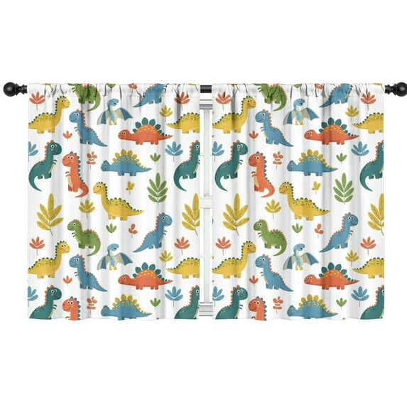 Blackout Kids Curtains,Colorful Dinosaur and Leaf Pattern Childrens Insulated Curtains Set Of 2,Bedroom Essentials,Toddler Room Decor 42"x54"