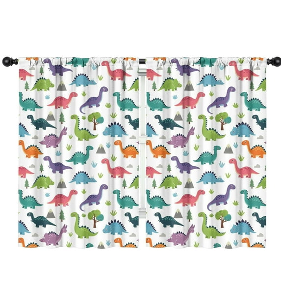 Blackout Kids Curtains,Colorful Dinosaur and Nature Pattern Childrens Insulated Curtains Set Of 2,Bedroom Essentials,Toddler Room Decor 42"x63"