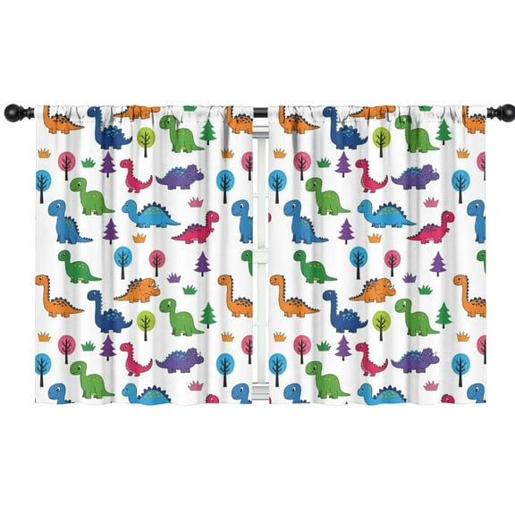 Blackout Kids Curtains,Colorful Dinosaur and Tree Pattern Childrens Insulated Curtains Set Of 2,Bedroom Essentials,Toddler Room Decor 42"x54"
