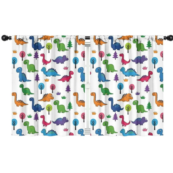 Blackout Kids Curtains,Colorful Dinosaur and Tree Pattern Childrens Insulated Curtains Set Of 2,Bedroom Essentials,Toddler Room Decor 42"x54"