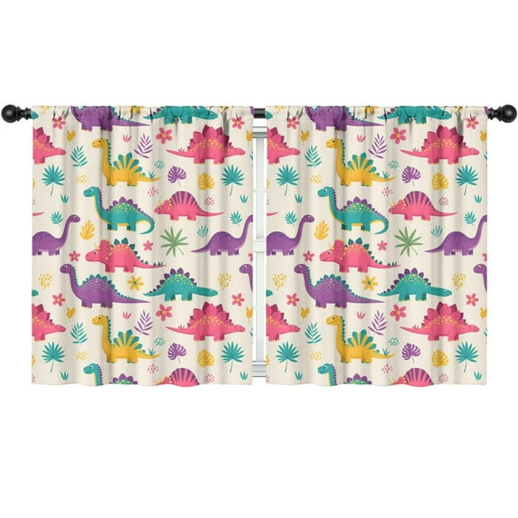 Blackout Kids Curtains,Colorful Dinosaur and Tropical Pattern Childrens Insulated Curtains Set Of 2,Bedroom Essentials,Toddler Room Decor 52"x63"