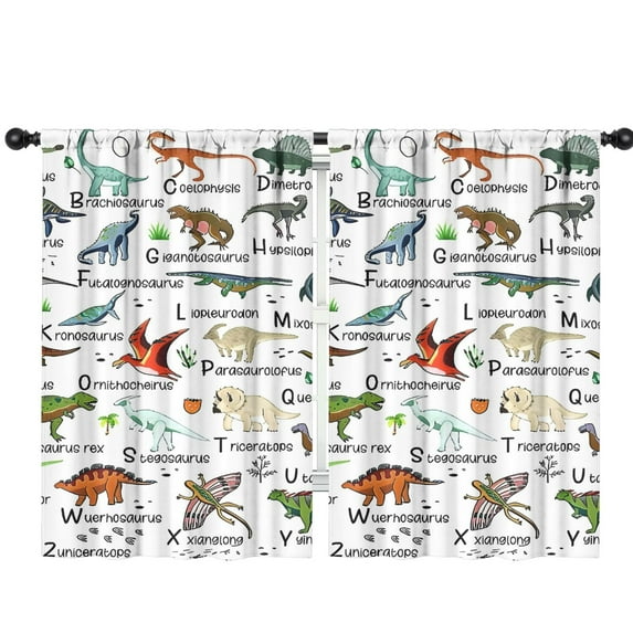 Blackout Kids Curtains,Colorful Dinosaurs Alphabet Pattern Childrens Insulated Curtains Set Of 2,Bedroom Essentials,Toddler Room Decor 42"x63"