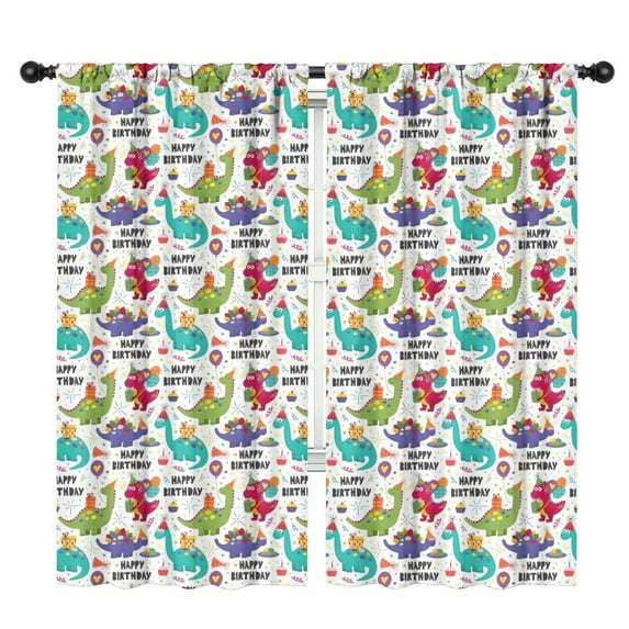 Blackout Kids Curtains,Colorful Dinosaurs Birthday Text Pattern Childrens Insulated Curtains Set Of 2,Bedroom Essentials,Toddler Room Decor 42"x84"