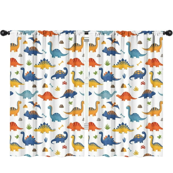 Blackout Kids Curtains,Colorful Dinosaurs Bones Pattern Childrens Insulated Curtains Set Of 2,Bedroom Essentials,Toddler Room Decor 52"x84"
