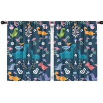 Blackout Kids Curtains,Colorful Dinosaurs Flowers Border Pattern Childrens Insulated Curtains Set Of 2,Bedroom Essentials,Toddler Room Decor 42"x54"