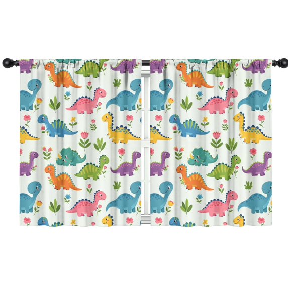 Blackout Kids Curtains,Colorful Dinosaurs Holding Flowers Childrens Insulated Curtains Set Of 2,Bedroom Essentials,Toddler Room Decor 42"x54"