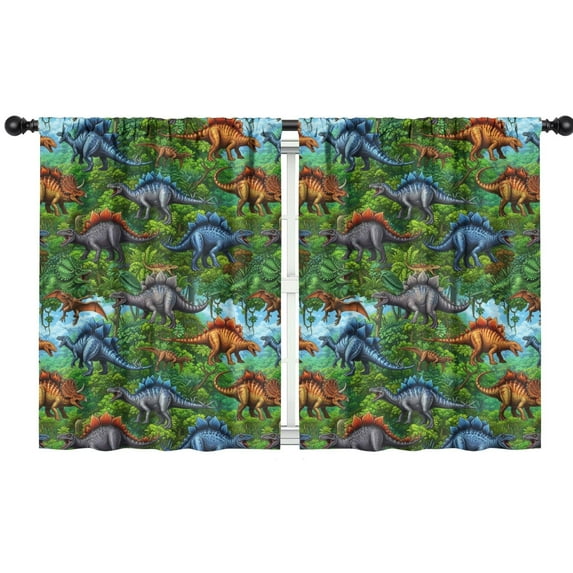 Blackout Kids Curtains,Colorful Dinosaurs Jungle Scene Pattern Childrens Insulated Curtains Set Of 2,Bedroom Essentials,Toddler Room Decor 42"x54"