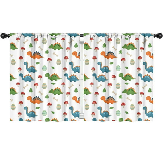 Blackout Kids Curtains,Colorful Dinosaurs Mushrooms Pattern Childrens Insulated Curtains Set Of 2,Bedroom Essentials,Toddler Room Decor 52"x63"