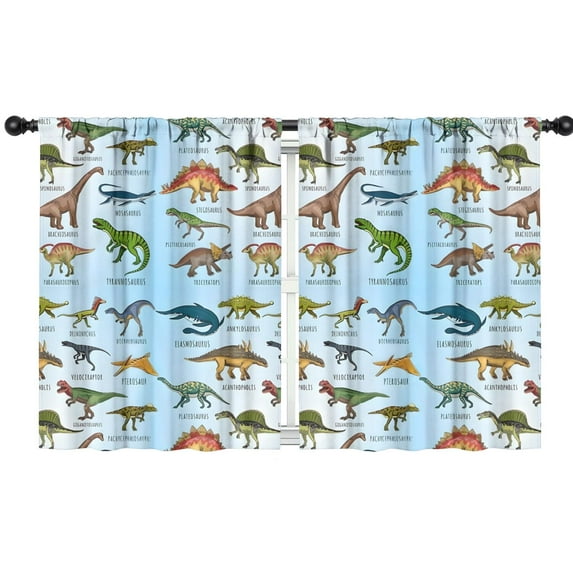 Blackout Kids Curtains,Colorful Dinosaurs Names Labels Pattern Childrens Insulated Curtains Set Of 2,Bedroom Essentials,Toddler Room Decor 42"x54"