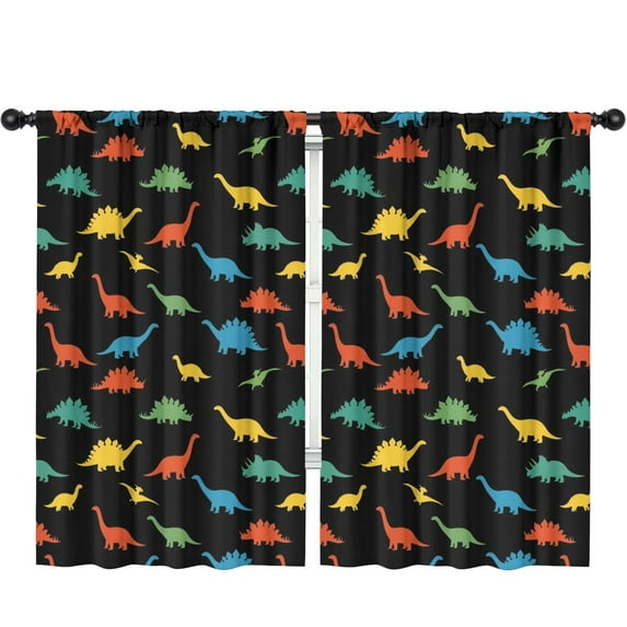 Blackout Kids Curtains,Colorful Dinosaurs Pattern Childrens Insulated Curtains Set Of 2,Bedroom Essentials,Toddler Room Decor 52"x84"