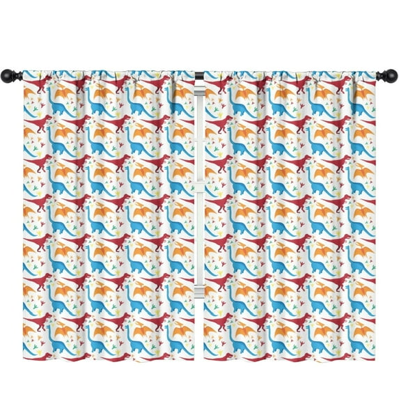 Blackout Kids Curtains,Colorful Dinosaurs Pattern Childrens Insulated Curtains Set Of 2,Bedroom Essentials,Toddler Room Decor 52"x84"