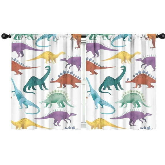 Blackout Kids Curtains,Colorful Dinosaurs Rainbow Pattern Childrens Insulated Curtains Set Of 2,Bedroom Essentials,Toddler Room Decor 42"x54"