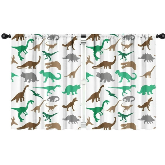 Blackout Kids Curtains,Colorful Dinosaurs Silhouettes Pattern Childrens Insulated Curtains Set Of 2,Bedroom Essentials,Toddler Room Decor 42"x54"