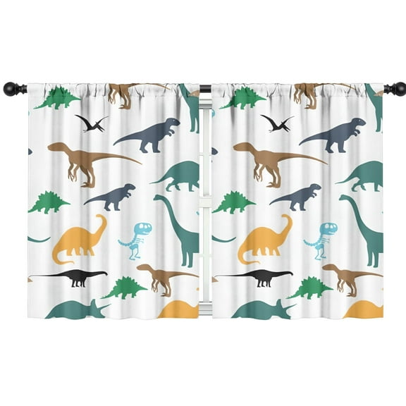 Blackout Kids Curtains,Colorful Dinosaurs Silhouettes Pattern Childrens Insulated Curtains Set Of 2,Bedroom Essentials,Toddler Room Decor 42"x54"