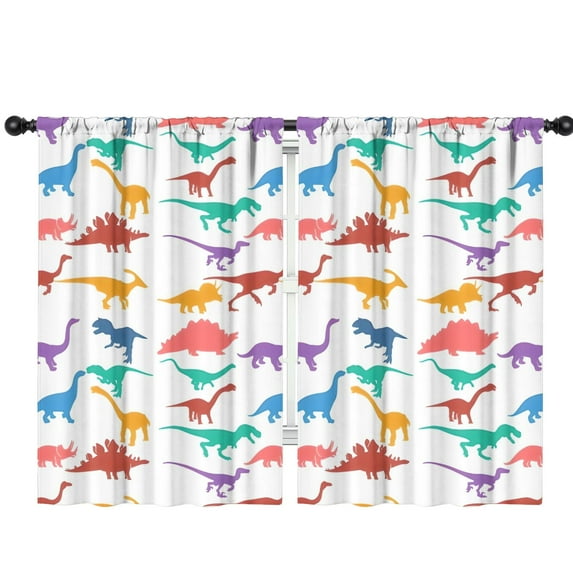 Blackout Kids Curtains,Colorful Dinosaurs Silhouettes Pattern Childrens Insulated Curtains Set Of 2,Bedroom Essentials,Toddler Room Decor 42"x63"