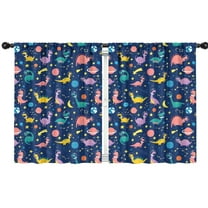 Blackout Kids Curtains,Colorful Dinosaurs Space Pattern Childrens Insulated Curtains Set Of 2,Bedroom Essentials,Toddler Room Decor 42"x54"