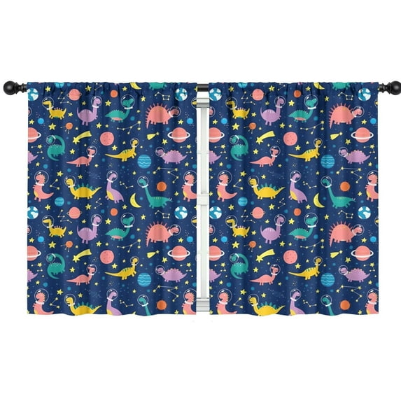 Blackout Kids Curtains,Colorful Dinosaurs Space Pattern Childrens Insulated Curtains Set Of 2,Bedroom Essentials,Toddler Room Decor 42"x54"