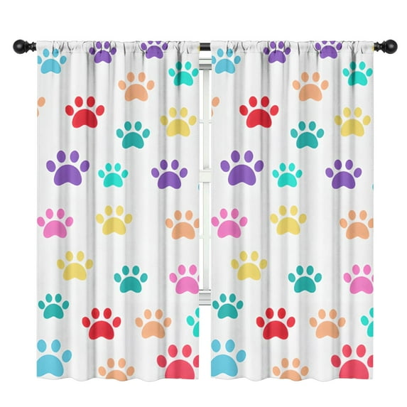 Blackout Kids Curtains,Colorful Dog Paw Footprint Childrens Insulated Curtains Set Of 2,Bedroom Essentials,Toddler Room Decor 42"x84"(106x213cm)