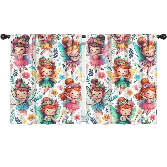 Blackout Kids Curtains,Colorful Fairy Princess Pattern Childrens Insulated Curtains Set Of 2,Bedroom Essentials,Toddler Room Decor 52"x63"