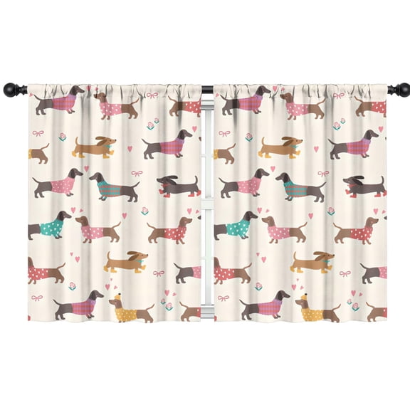 Blackout Kids Curtains,Colorful Funny Dachshund Childrens Insulated Curtains Set Of 2,Bedroom Essentials,Toddler Room Decor 42"x54"(106x137cm)