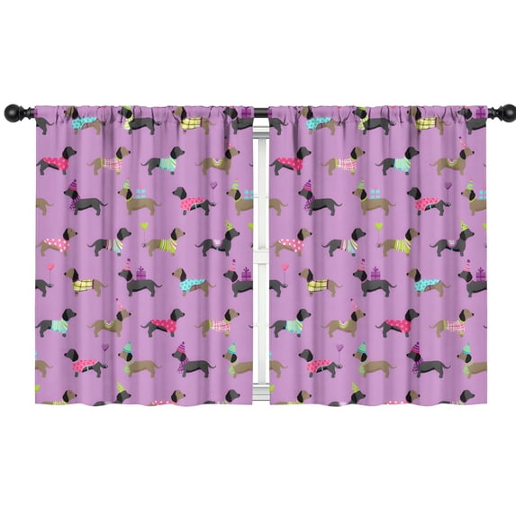 Blackout Kids Curtains,Colorful Funny Dachshund Childrens Insulated Curtains Set Of 2,Bedroom Essentials,Toddler Room Decor 42"x54"(106x137cm)