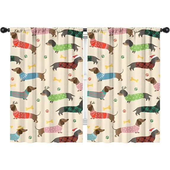 Blackout Kids Curtains,Colorful Funny Dachshund Childrens Insulated Curtains Set Of 2,Bedroom Essentials,Toddler Room Decor 42"x63"(106x160cm)