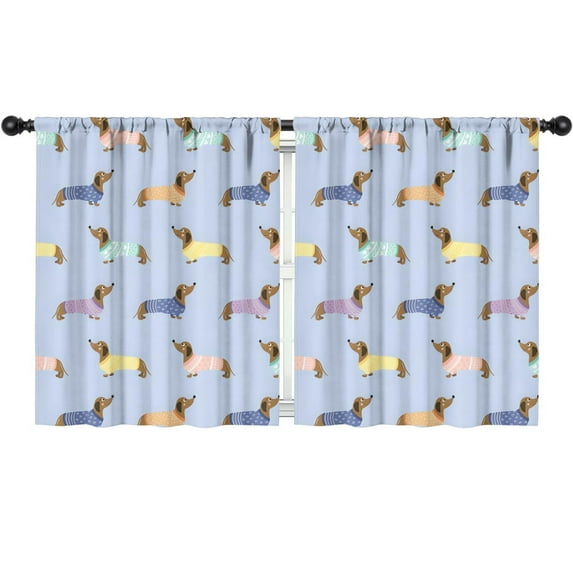 Blackout Kids Curtains,Colorful Funny Dachshund Childrens Insulated Curtains Set Of 2,Bedroom Essentials,Toddler Room Decor 52"x63"(132x160cm)
