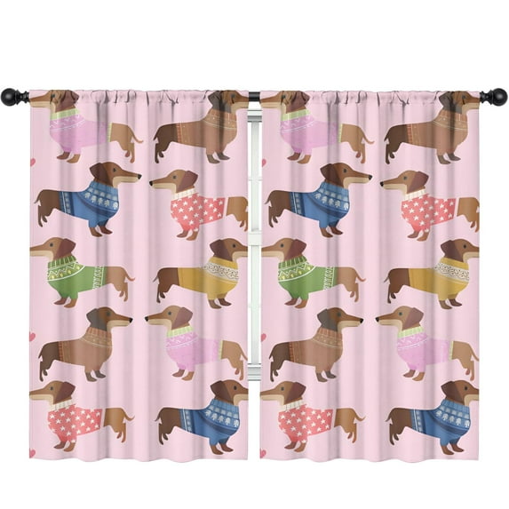 Blackout Kids Curtains,Colorful Funny Dachshund Childrens Insulated Curtains Set Of 2,Bedroom Essentials,Toddler Room Decor 52"x84"(132x213cm)