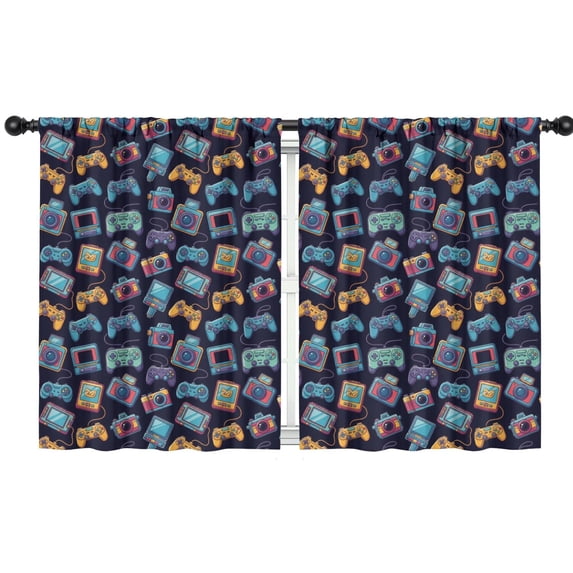 Blackout Kids Curtains,Colorful Games Device Dark Pattern Childrens Insulated Curtains Set Of 2,Bedroom Essentials,Toddler Room Decor 42"x54"