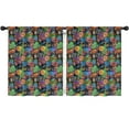 thumbnail image 1 of Blackout Kids Curtains,Colorful Games Graffiti Black Pattern Childrens Insulated Curtains Set Of 2,Bedroom Essentials,Toddler Room Decor 52"x63", 1 of 5
