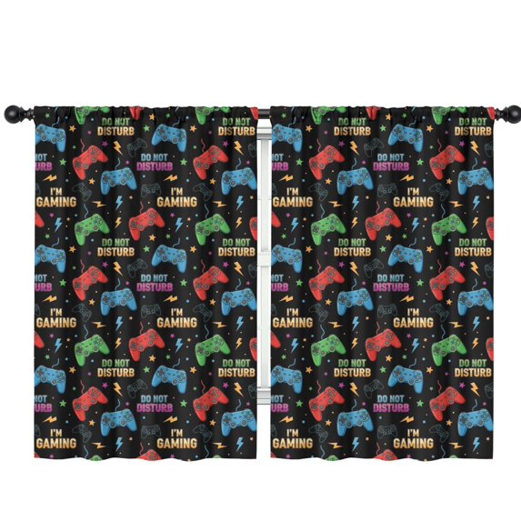 Blackout Kids Curtains,Colorful Games Sign Black Pattern Childrens Insulated Curtains Set Of 2,Bedroom Essentials,Toddler Room Decor 42"x63"