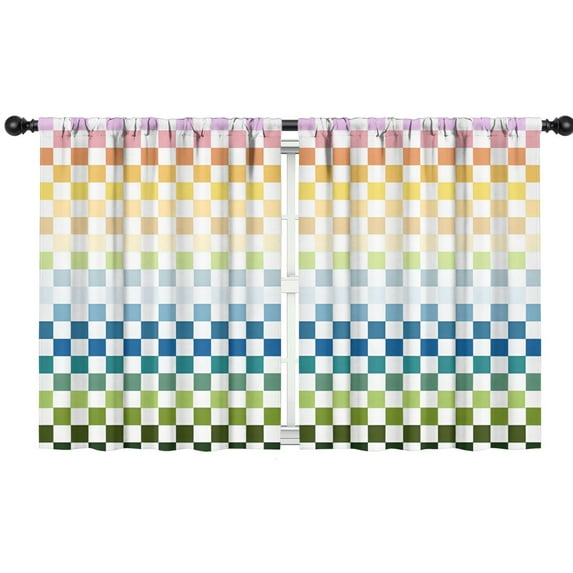 Blackout Kids Curtains,Colorful Gradient Checkerboard Checkered Pattern Childrens Insulated Curtains Set Of 2,Bedroom Essentials,Toddler Room Decor 42"x54"