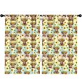 thumbnail image 1 of Blackout Kids Curtains,Colorful Highland Cow Sunflower Pattern Childrens Insulated Curtains Set Of 2,Bedroom Essentials,Toddler Room Decor 52"x84", 1 of 5