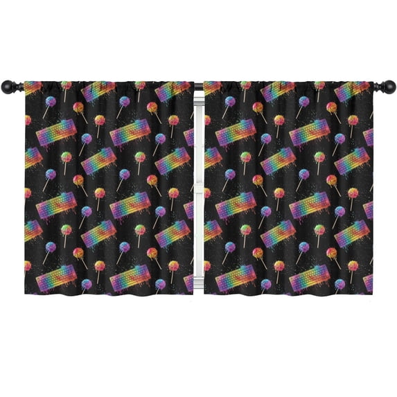 Blackout Kids Curtains,Colorful Keyboard Black Pattern Children's Insulated Curtains Set Of 2,Bedroom Essentials,Toddler Room Decor 52"x63"