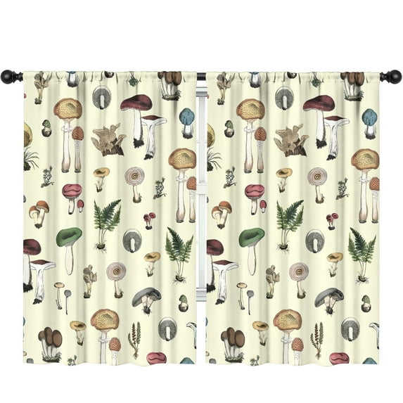 Blackout Kids Curtains,Colorful Mushroom Frog Black Pattern Childrens Insulated Curtains Set Of 2,Bedroom Essentials,Toddler Room Decor 52"x84"